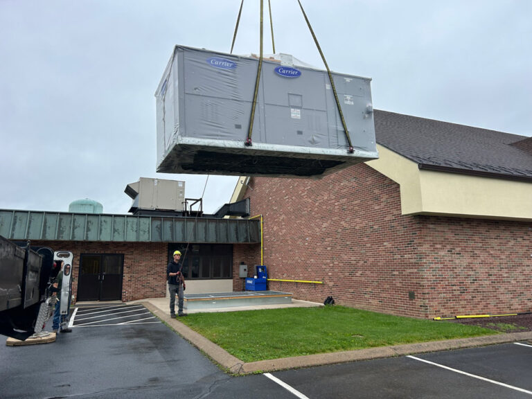 mgm mechanical commercial cooling installation central pa with crane lift