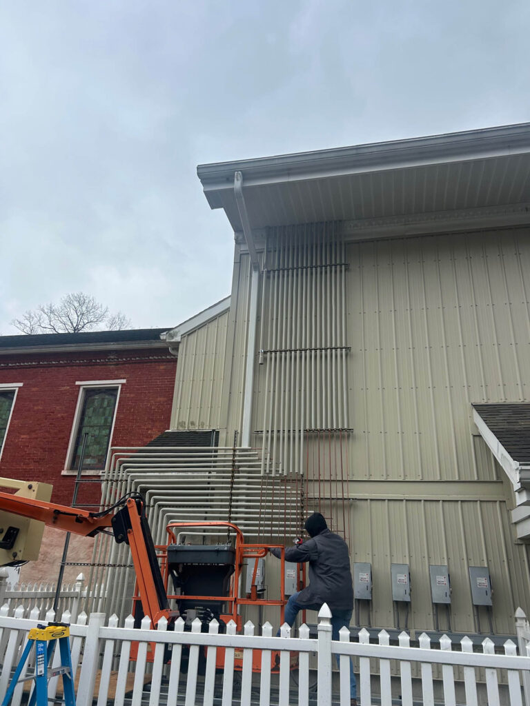 mgm mechanical running exterior piping for hvac use