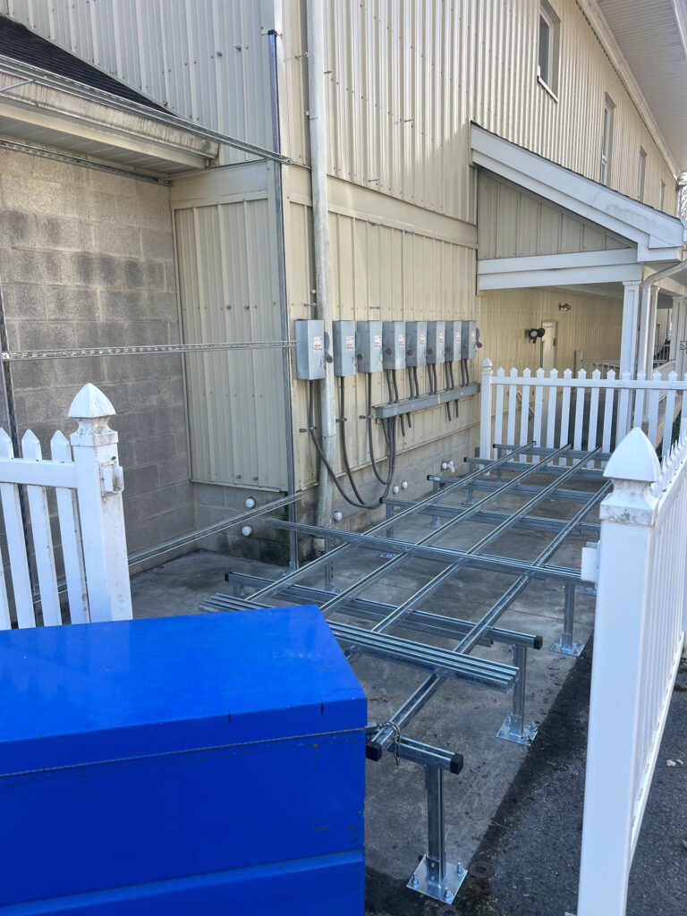 raised framing for exterior heat pump units for church in central PA by mgm mechanical