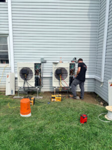 lewistown pa dual mini split installation by mgm mechanical exterior in progress