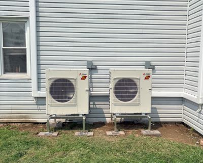lewistown pa dual mini split installation by mgm mechanical exterior completed project view